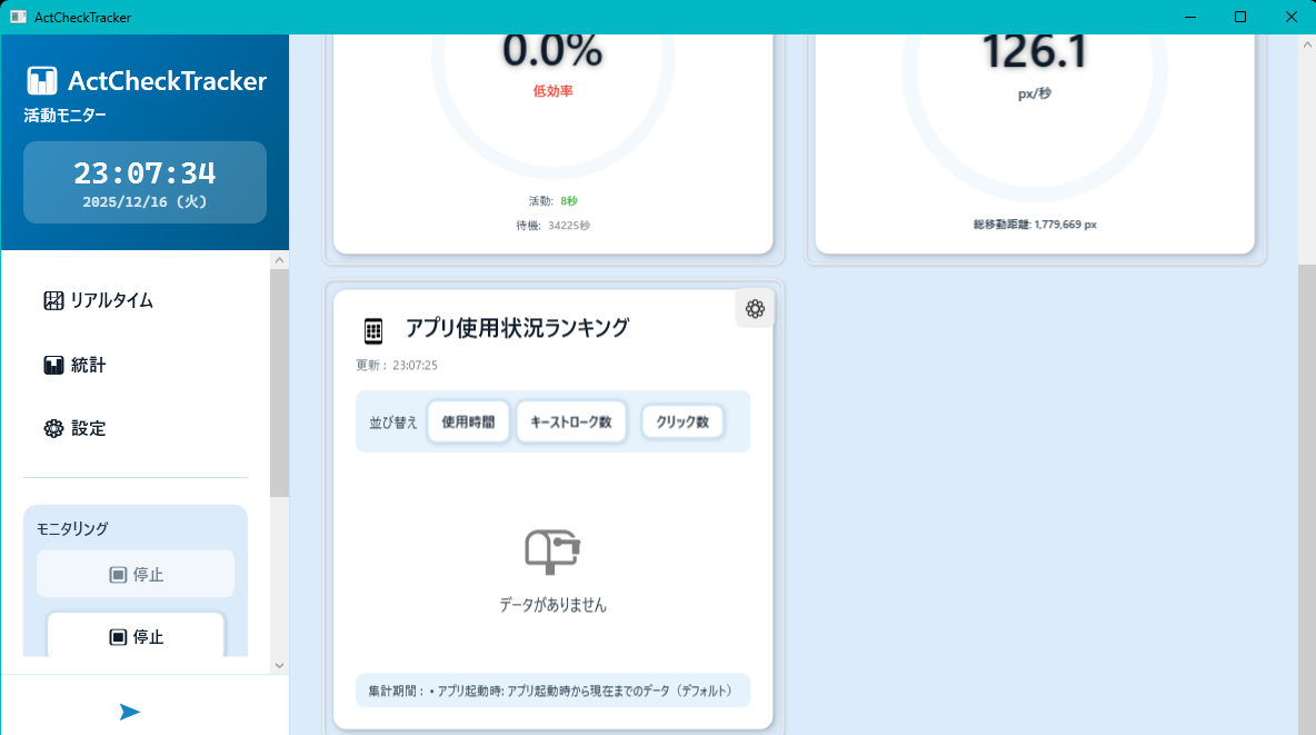アプリ使用状況ランキングコンポーネント（データなし）